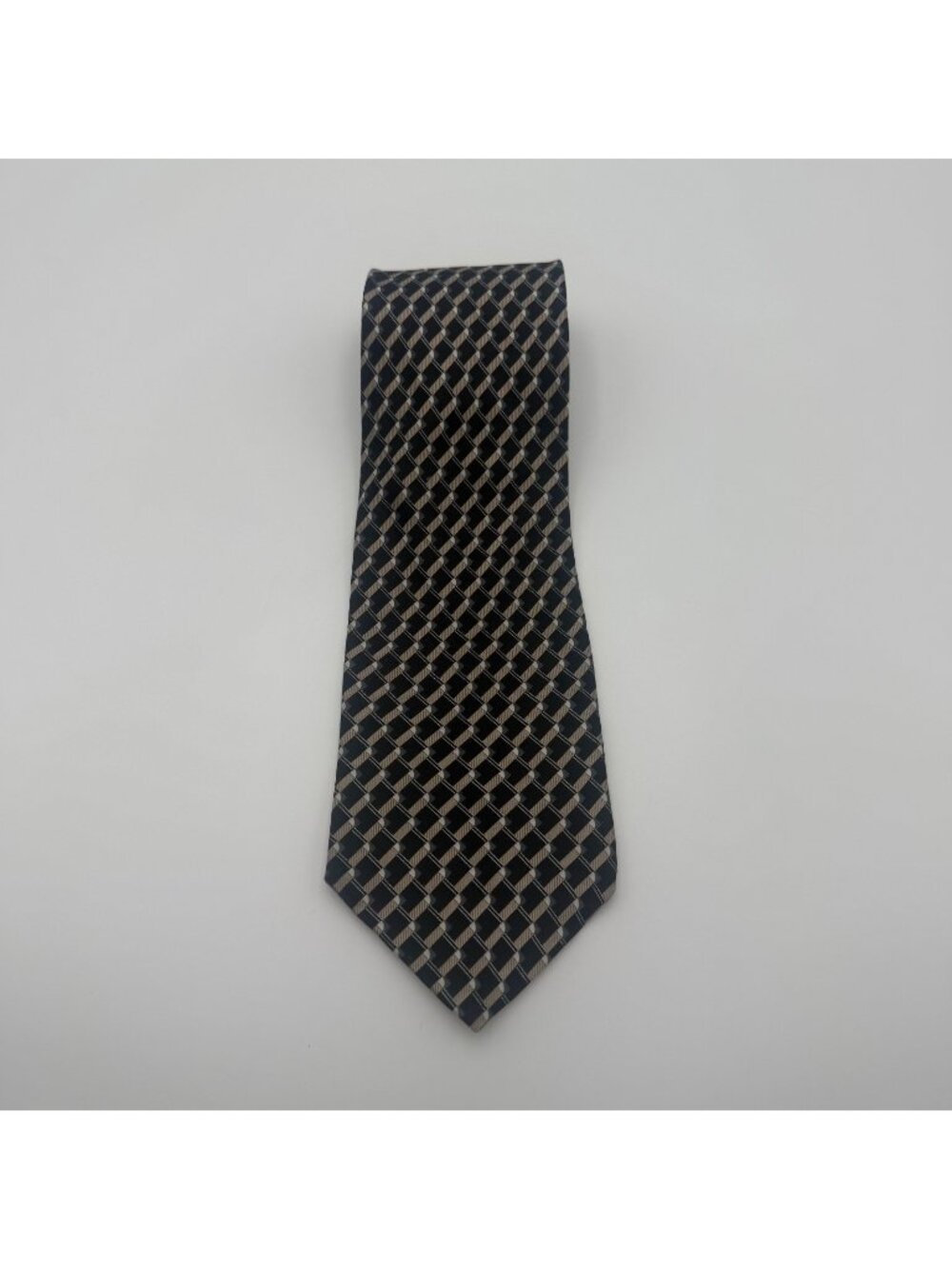 Van Heusen Men’s Black Beige Geometric Pattern Silk Neck Tie Classic Business
